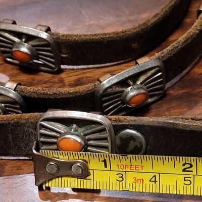 Lot 247:  Vintage Sterling and Coral Concho Belt