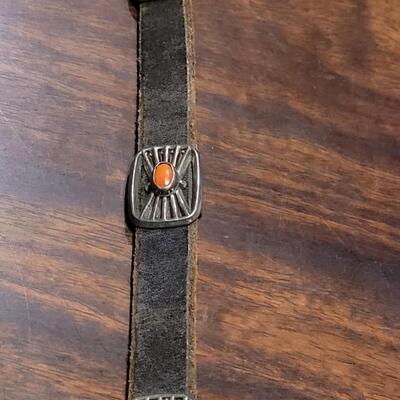 Lot 247:  Vintage Sterling and Coral Concho Belt