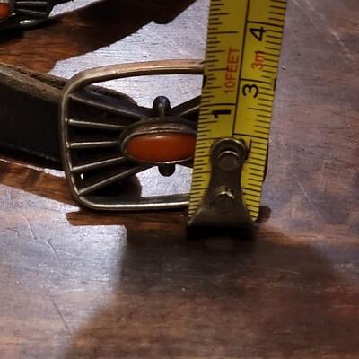 Lot 247:  Vintage Sterling and Coral Concho Belt