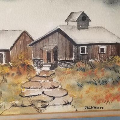 Lot #264  Original Watercolor by Listed  South Dakota Artist Cal Schultz
