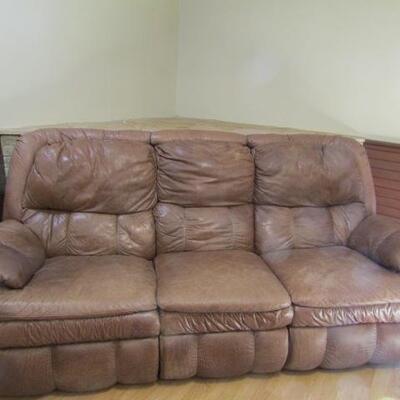 Nice Light Brown Faux Leather Double Recliner Couch