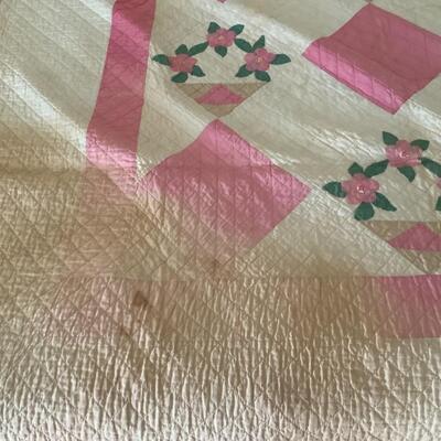 C279 Pair of Vintage Twin Flower Basket Quilts