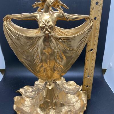 Heavy Painted Bronze Emile Joseph Nestor Carlier Art Noveau Double Sided Woman Vase