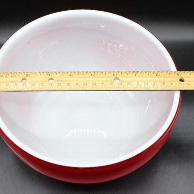 Red with White Circles Murano Style Blown Glass Art Bowl