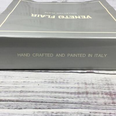Antique Vintage Veneto Flair Flower Children Hand Etched & Painted Art Plate by V. Tiziano