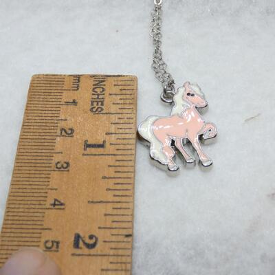 Silver & Pink Pony Childs Necklace