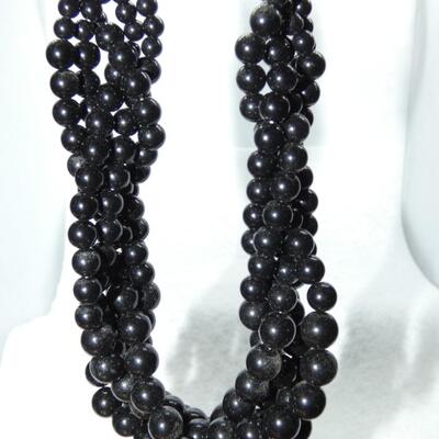 Black Beaded Twisted Necklace