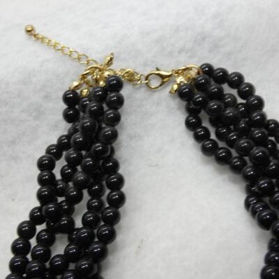 Black Beaded Twisted Necklace