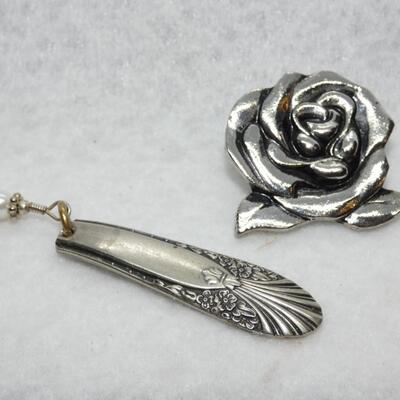 Silver Tone Rose and Flatware Bookmark? Odds & Ends