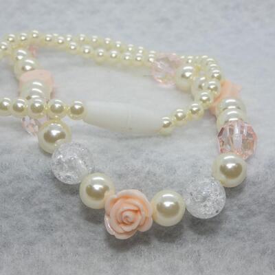 Pink Rose & Pearl Childs Necklace