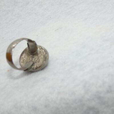 Silver Tone Black Stone Ring