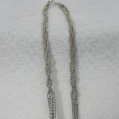 Silver Tone Mesh Like Twisted Layered Necklace