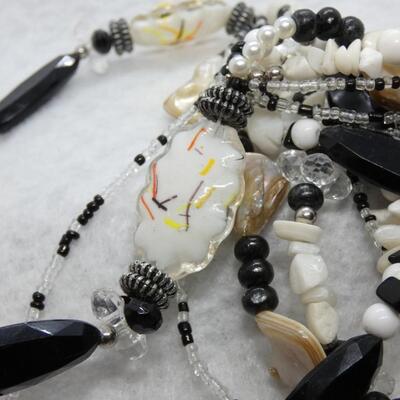 Multi Strand Shell, Seed Beads and Glass Beaded Necklace