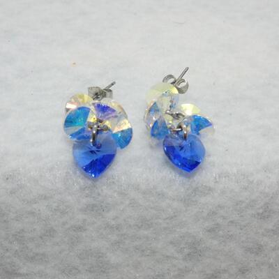 Silver Crystal Blue Small Childs Earrings