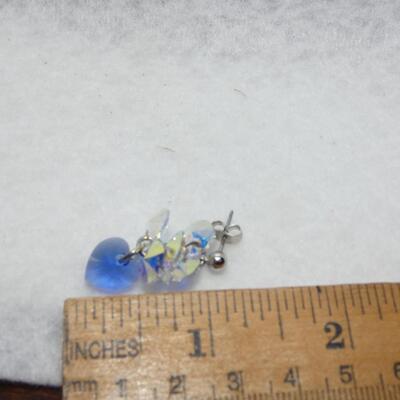 Silver Crystal Blue Small Childs Earrings