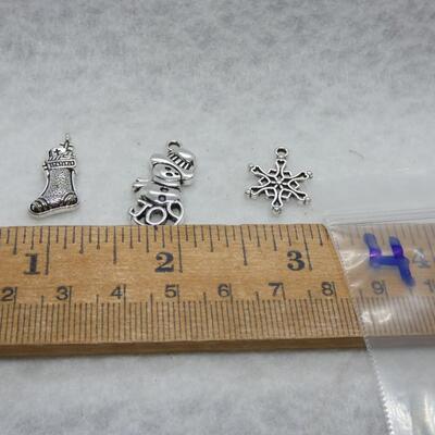 3 Christmas Charms Lot #4 - Stocking, Snowman Joy, Snowflake
