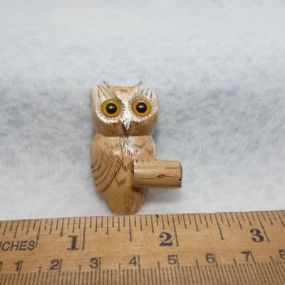 Wood Carved Owl Pin
