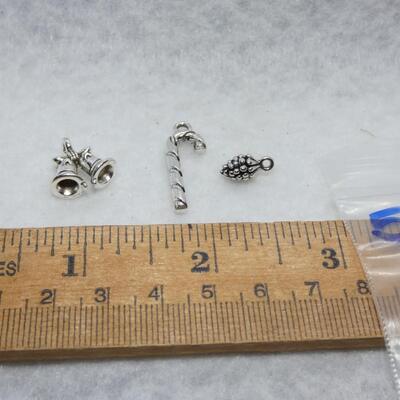 3 Christmas Charms - Lot #5 Bells, Candy Cane & Pine Cone
