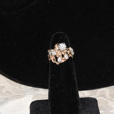 14kt Gold Nugget with diamonds ring