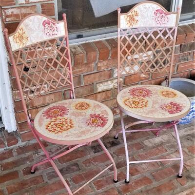 Lot #271  Pair of Nice Mosaic Folding Chairs