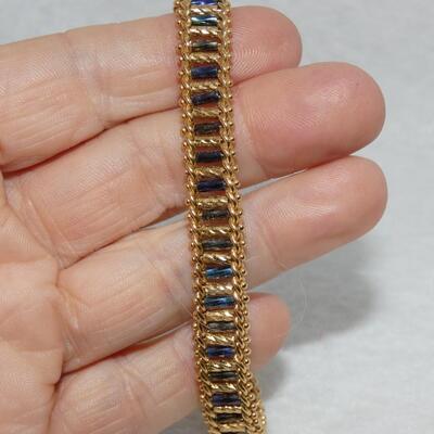 Gold Tone Chain Link Bracelet w/colored tub beads