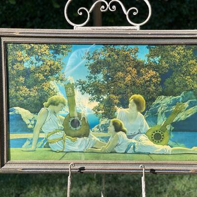 MAXWELL PARRISH FRAMED PRINT - THE LUTE PLAYERS - 1924 THE HOUSE OF ART N.Y.