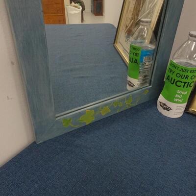 LOT 344. DECORATIVE MIRROR AND FRAMED POSTER