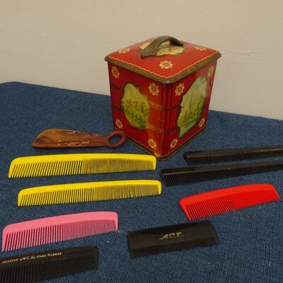 LOT 372. COMB COLLECTION AND TIN