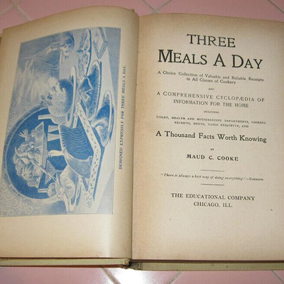 MS Antique Cookbook "3 Meals A Day" by Maude Cooke Thousands Facts Worth Knowing 189?