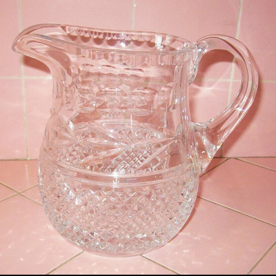 MS Vintage 6" Crystal Galway Irish Water Pitcher Cut Glass Leah 32 oz