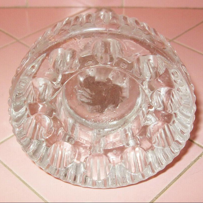 MS Vintage 9" Glass Crystal Woman Frog Flower Holder Nude Draped Cambridge