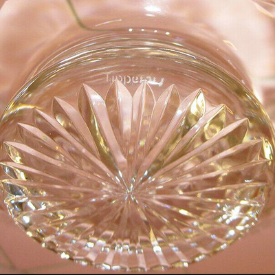 MS Hand Cut Crystal Bowl by Tipperary Made In Ireland Mouth Blown Scalloped Footed
