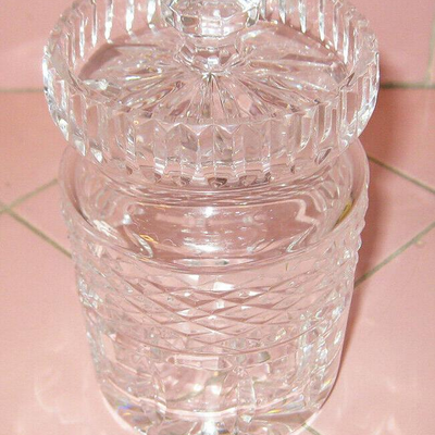 MS Waterford Crystal Honey Jar & Lid Ireland  Etched Mark
