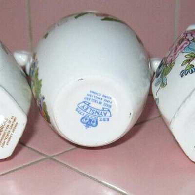 MS 3 Small Vase Ansley Bone China 3" Pembroke Flowers Violets Rose Buds