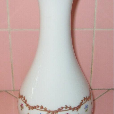 MS Vintage Haviland Bud Vase France Vieux Sevres Decor 18 Siecle Flowers Gold Trim