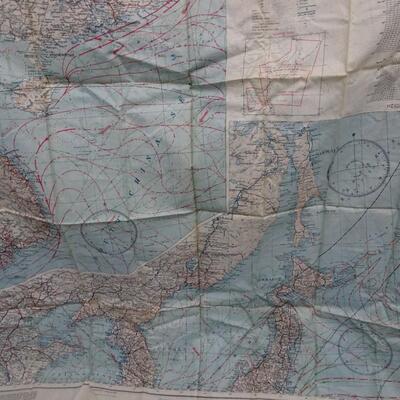 LOT 398. VINTAGE TWO SIDE SILK AAF CLOTH  MILITARY MAP/CHART