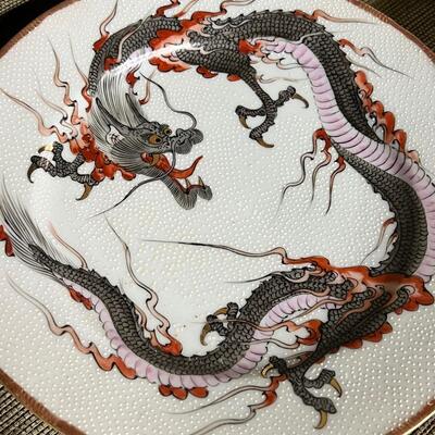 LOT 29 - Japanese Porcelain Tea Set with Dragons