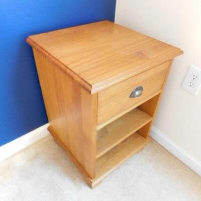 Wood Finish Side Dresser with Single Drawer and Open Shelves