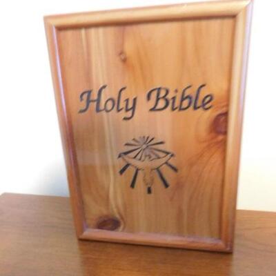 Wood Bible Box with Bible