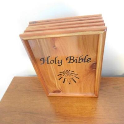 Wood Bible Box with Bible