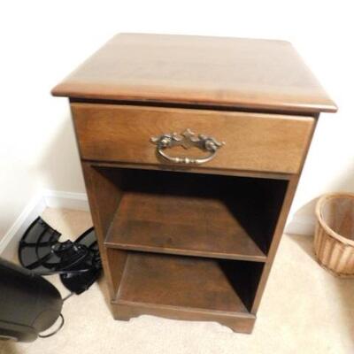 Solid Wood Bedside Table with Single Drawer and Open Shelves Vermont Made