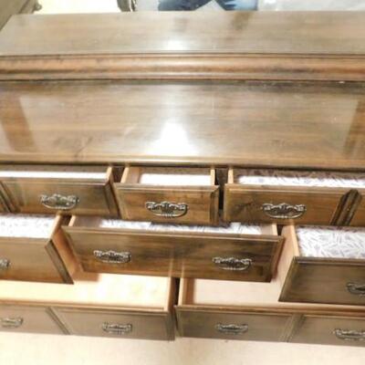 Solid Wood Stretch Dresser with Mirror 8 Drawer