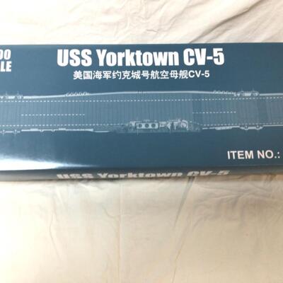 B-419 USS Yorktown CV-5 Model by Trumpeter 1/200 Scale with Display Cabinet