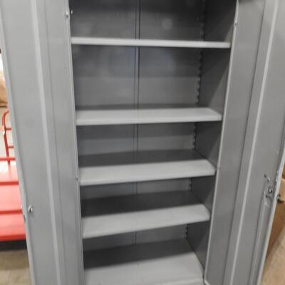 Metal Cabinet With Shelving, Scratch and Dent, Missing One Small Shelf Bracket