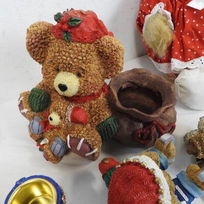 Christmas Bear Lot: Candle Holders, Ceramic Ornaments/Statues, Miniatures