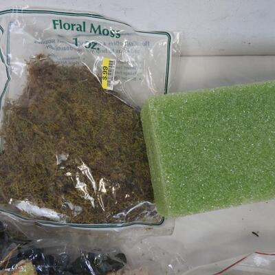 Lot of Floral Items, Faux Flowers, Floral Moss, Green Foam