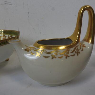 Lot of China, Candle Holders, Nippon, Tea Pots, Gold Colered