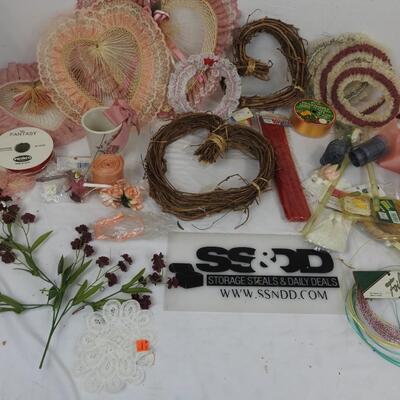 Craft Lot: Hearts, Twine, Ribbon, Flower Mugs