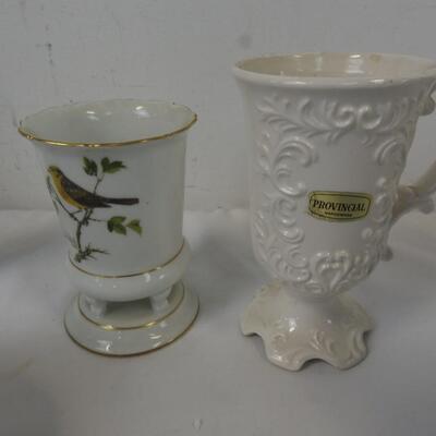 13 pc China/Flower Decor, Vases, Piggy Bank, Tea Cups, Musician Figurines