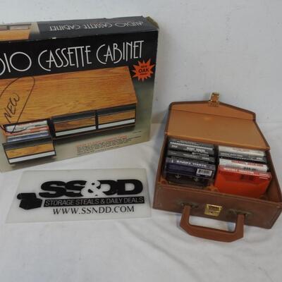 2 Cassette Organizers: Cabinet for 42 cassettes, Case with Handle. 8 cassettes